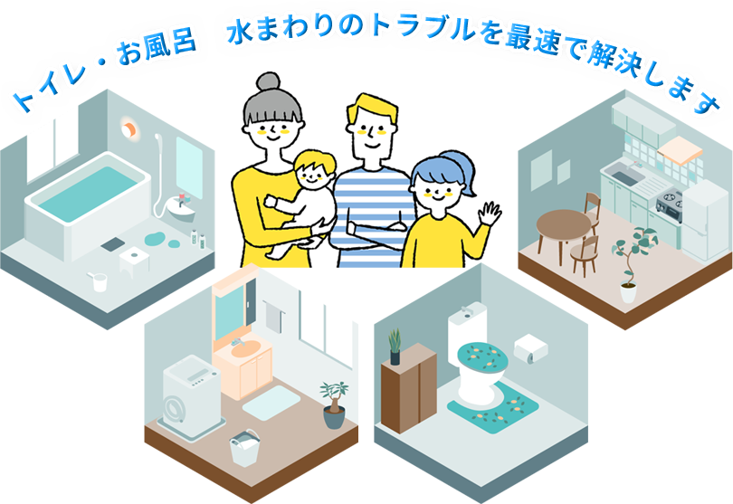トイレ・お風呂・水まわりのトラブルを最速で解決します